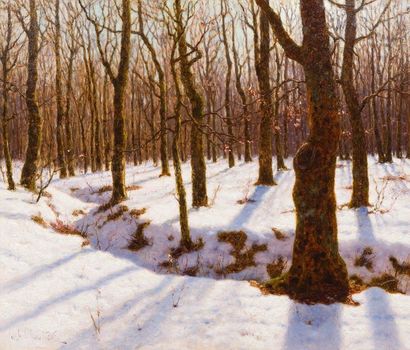 Ivan Fedorovitch CHOULTSÉ (1874-1939) Winter reflections Oil on canvas. Signed lower...
