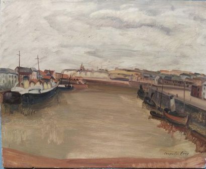 Léopold LÉVY (1882-1966) 
Dieppe. 1935
Oil on panel. Signed lower left. Titled and...