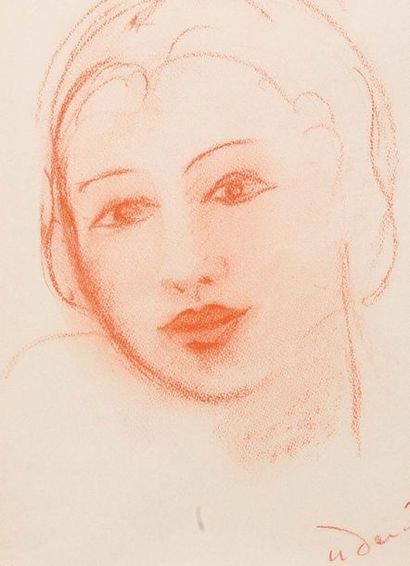 André DERAIN (1880-1954) 
Portrait de jeune fille
Sanguine. Signé en bas à droite
30...