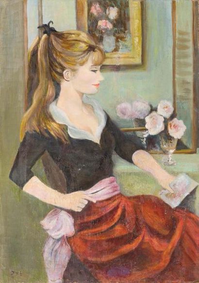 MARCEL DYF (1899-1985) 
Portrait de jeune femme
Huile sur toile. Signé en bas à gauche...