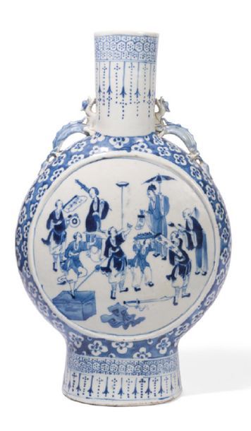 Blue porcelain vase on a white background...