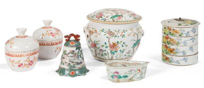 null Set of porcelain and enamel objects of the rose family, including a covered...