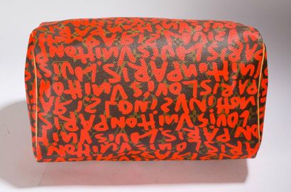 LOUIS VUITTON Speedy 30. Stephen Sprouse
Monogram Graffiti Canvas Handbag orange.
30x21x17...