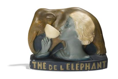 null Thé de l'Eléphant
Sculpture publicitaire en plâtre polychrome- Vers 1930
H....
