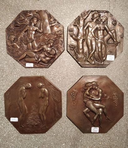 Paul BELMONDO (1898-1982) 
Les quatre saisons
Suite de quatre bas-reliefs octogonaux...