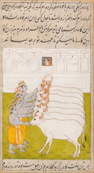 null Bhagavad-Gita en persan de Sayed Hassan Kashmiri
Deux pages de miniatures. Encre,...