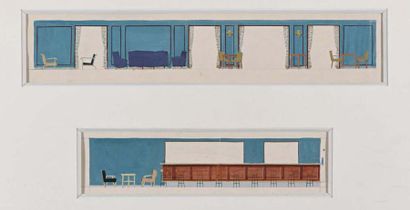 Dans le goût de André ARBUS (1903-1969) 
Decoration project for the liner Henri Poincaré
Set...