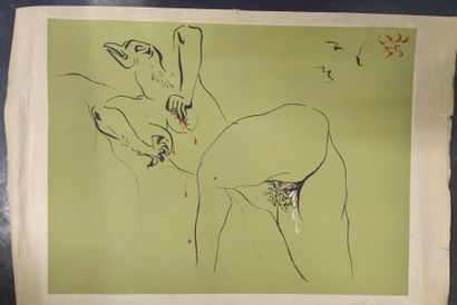 André MASSON (1896-1987) 
Nu à la tête d'aigle
Lithographie. Signé en bas à droite....