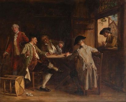 Louis-Georges BRILLOUIN (1817-1893) Scène de taverne
Huile sur panneau
41 x 50 c...