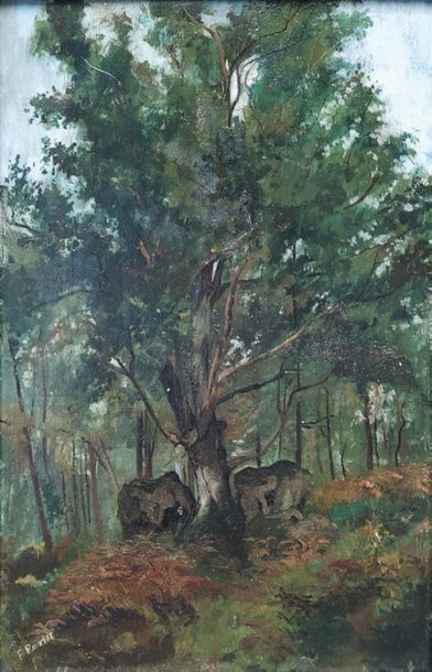 ÉCOLE FRANCAISE. XIXème siècle * Underwood of Castillon
Oil on panel
35 x 26.5 c...