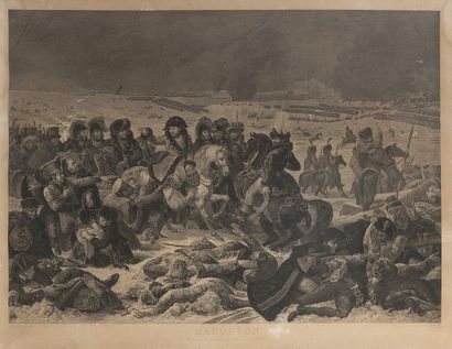 ECOLE FRANCAISE DU XIXème siècle Napoléon visitant le champ de bataille d'Eylau
Gravure
85...