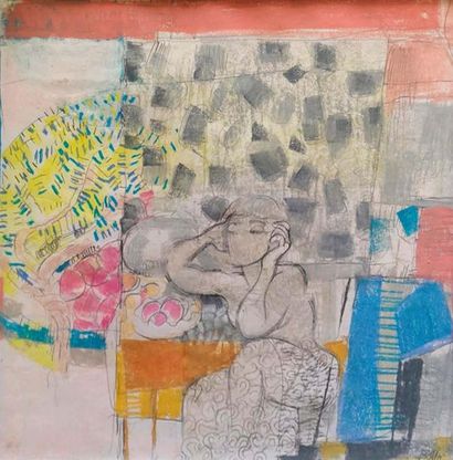 GUSTAV BOLIN (1920-1999) Femme accoudée
Pastel et crayon sur papier. Signé en bas...