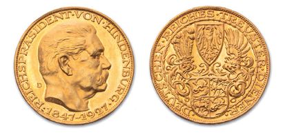 null RÉPUPLIQUE DE WEIMAR (1918-1933)
Von Hindenbourg
Médaille en or. 1927. 22,86...
