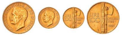 null VICTOR EMMANUEL III (1900-1946) 100 lire or. 1923. Rome. 32,77 g.
A/ Sa tête...