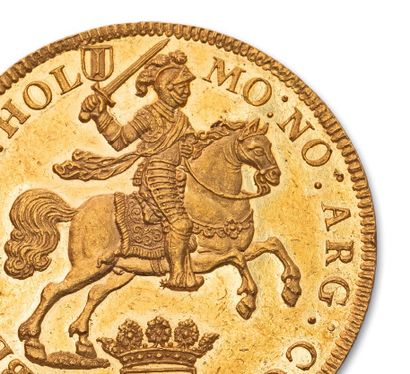 null HOLLANDE - PROVINCES UNIES (1581-1795) 10 ducats or. 1687. 34,51 g.
A/ Cavalier...