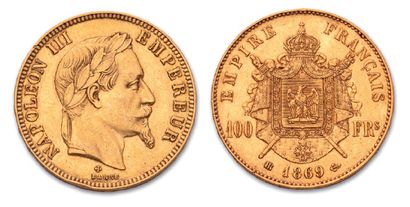 null 100 gold francs, laurelled head. 1869. Strasbourg.
G. 1136. APC to superb.