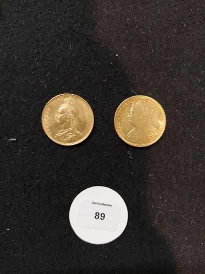 null Souverain: 2 exemplaires. 1892S et 1894S.
Fr. 392 et 396. Les 2 monnaies. Presque...