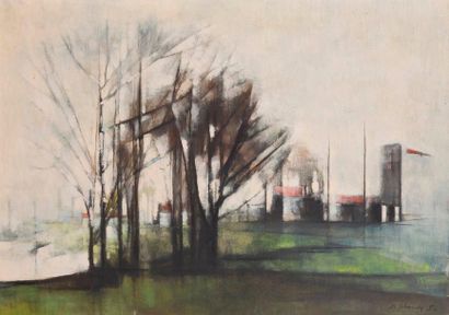 Jean-Claude SCHENK (né en 1928) Set of three oils on canvas comprising:

Boussay...