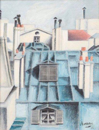 Michel ARAM (1908-1998) Toits bleus

Huile sur toile. Signé en bas à droite et daté...