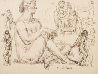 Marcel LENOIR (1872-1931) Étude de nus

Encre sur papier. Signé en bas à droite.

21...