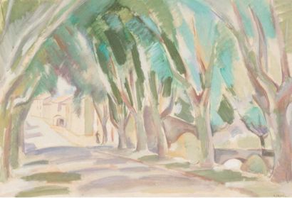 André LHOTE (1885-1962) Entrance of a village in provence

Gouache on paper. Signed...