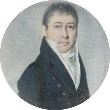 - Ecole Française. XIXème siècle 
Portrait of a young man
Miniature on gouache. Signed...