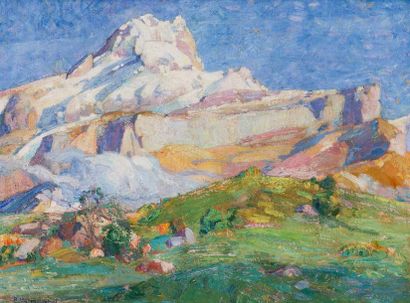 - Abraham HERMANJAT (1862-1932) 
La montagne Sainte Victoire
Huile sur toile. Signé...