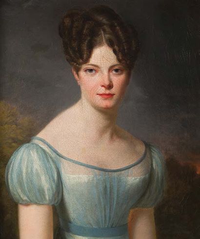 - Edmée BOURGEOIS (XIXème siècle) 
Portrait de jeune femme-1824
Huile sur toile....