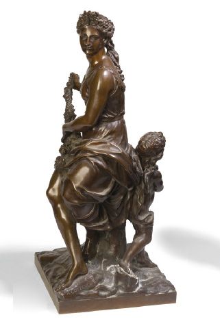 - D'après Antoine COYSEVOX (1640-1720) 
Flora
Sculpture en bronze. Cachet du fondeur...
