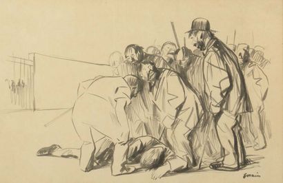 Jean Louis FORAIN (1852-1931) The accident Ink and ink wash on paper. Signed lower...