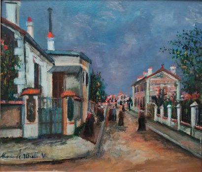 Maurice UTRILLO (1883-1955) Street in Sannois (Val d'Oise). Vers 1916-1918 Oil on...