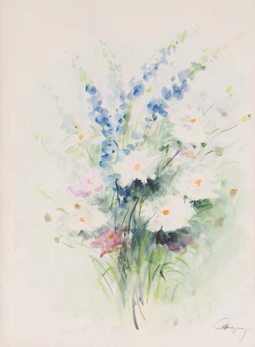 Phoebe BROWN (XIXème siècle) 
Bouquet of flowers
Pair of watercolours on paper.
Signed...