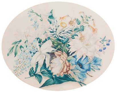 Phoebe BROWN (XIXème siècle) 
Bouquet of flowers
Pair of watercolours on paper.
Signed...