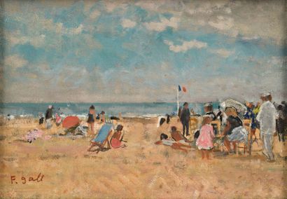 François GALL (1912-1987) 
La plage en Normandie
Huile sur toile. Signé en bas à...