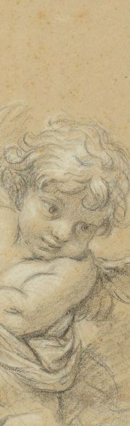 François BOUCHER (Paris 1703 - 1770) 
Two cherubs
Black stone and white highlights...