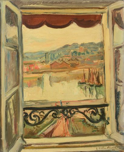 Emile Othon Friesz (1879-1949) 
La fenêtre sur le bassin -Honfleur -1937
Huile sur...