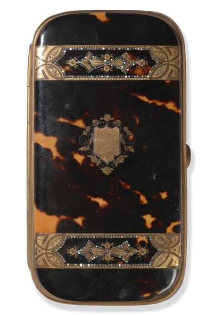 Cigarette case with gold and mother-of-pearl...