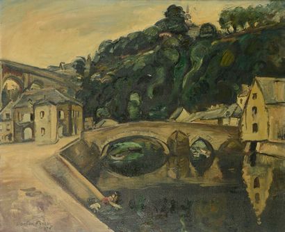 Emile Othon Friesz (1879-1949) 
Le vieux pont - Dinan - 1936
Huile sur toile. Signé...