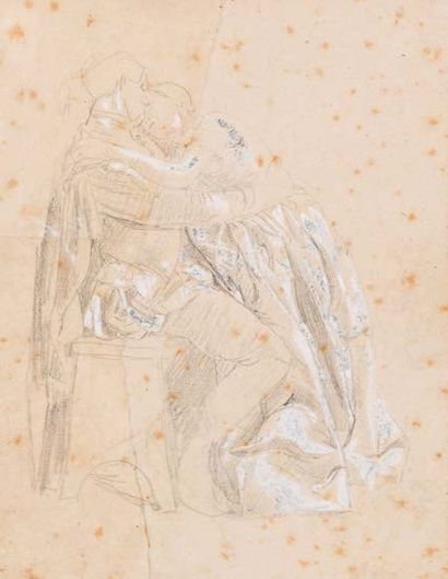 Attribué à Ernest MEISSONIER (1815 - 1891) 
The crucified lover
Pencil lead, white...