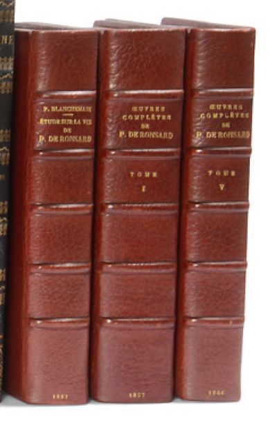 RONSARD. OEuvres complètes France, 1857-1867 8 volumes in-12, demi-maroquin de l...
