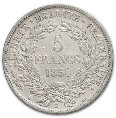 null 5 Francs type Cérès: 6 exemplaires. 1849A, 1849BB, 1850A, 1850BB, 1850k (TTB)...