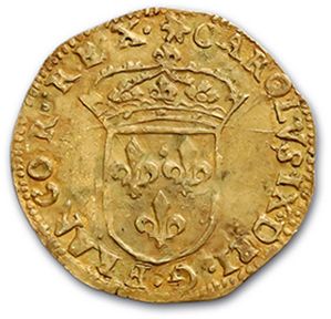 null Gold shield with sun. 1567. 3,27 g. D. 1057. TTB.