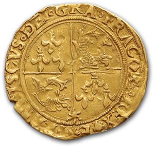 null FRANÇOIS I (1515-1547)
Golden shield with sun of Dauphiné, 2nd type. Grenoble....