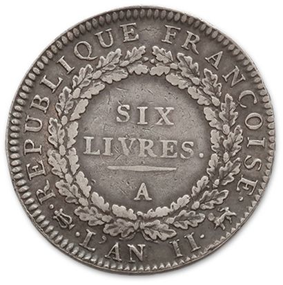 null CONVENTION (1792-1795)
Écu de 6 livres. 1793. Paris.
G. 58. TTB.