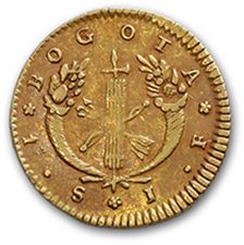 null Republic of Colombia (1821-1837) Gold Escudo: 3 copies. 1824 Popayan and Bogota...