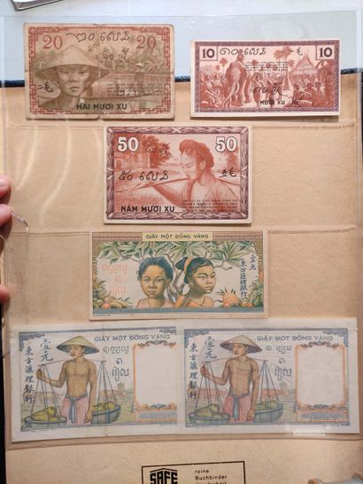 null INDOCHINA/VIETNAM/LAOS Set of 87 banknotes, including 500 piasters (P. 57) and...