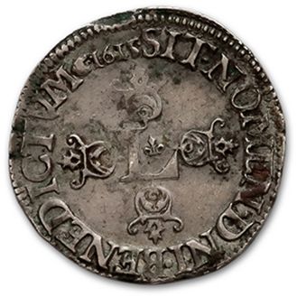 null LOUIS XIII (1610-1643)
Demi franc, 4e type. 1615. Saint-Lô.
D. 1312. Très bel...