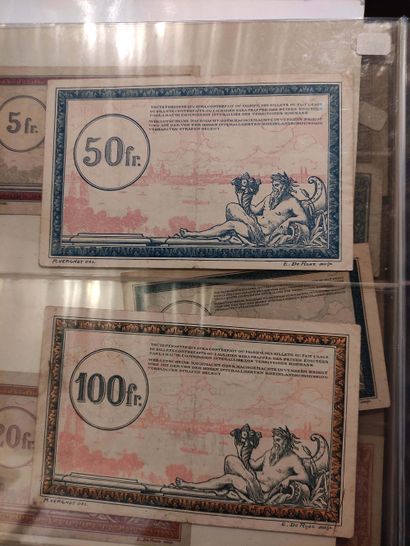 null Set of 13 banknotes of the Treasury to the Armies (1917/1919) and of the Railway...