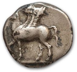 null CORINTHIE: Corinthe (415-387 av. J.-C.)
Statère. 8,22 g.
Tête d'Athéna à gauche....