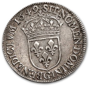 null HENRI IV: Quart d'écu, 2e type. 1606.
LOUIS XIII: Quart d'écu, 1er type. 1643.
LOUIS...